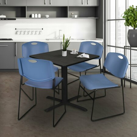 REGENCY Cain Square Table & Chair Sets, 36 W, 36 L, 29 H, Wood, Metal, Polypropylene Top, Ash Grey TB3636AG44BE